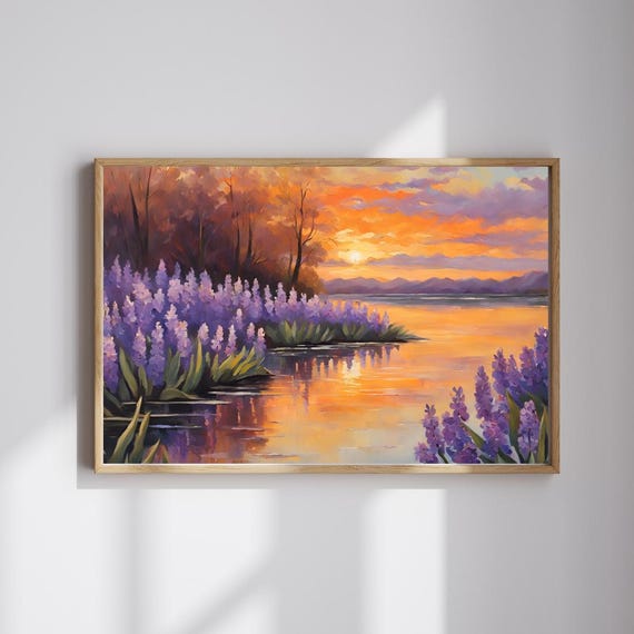 Lakeside Hyacinths Jigsaw Puzzle Sunset Reflection Relaxing Gift