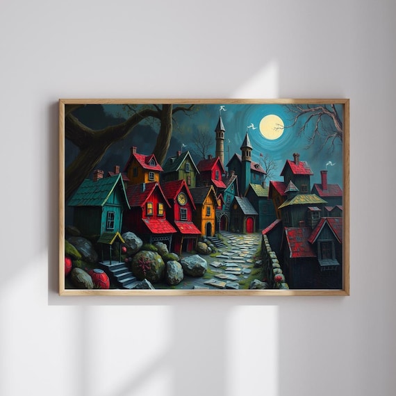 Spooky Nighttime Village 3d Puzzle Gothic Dark Art Gift