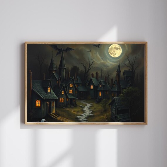 Eerie 3d Village Puzzle Spooky Gothic Nighttime Scene