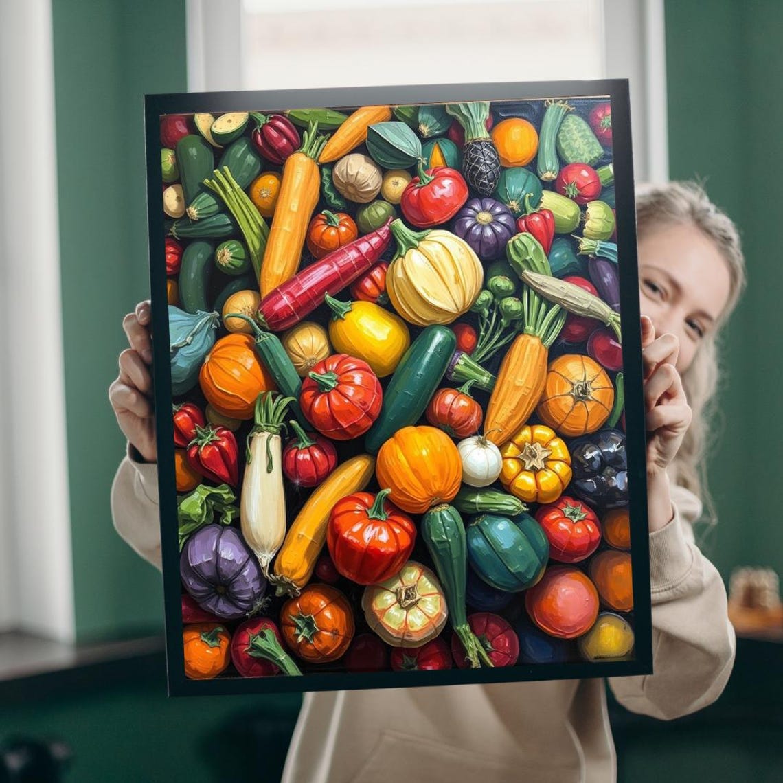 Colorful Vegetable Harvest Kitchen Still Life Farm Decor Poster