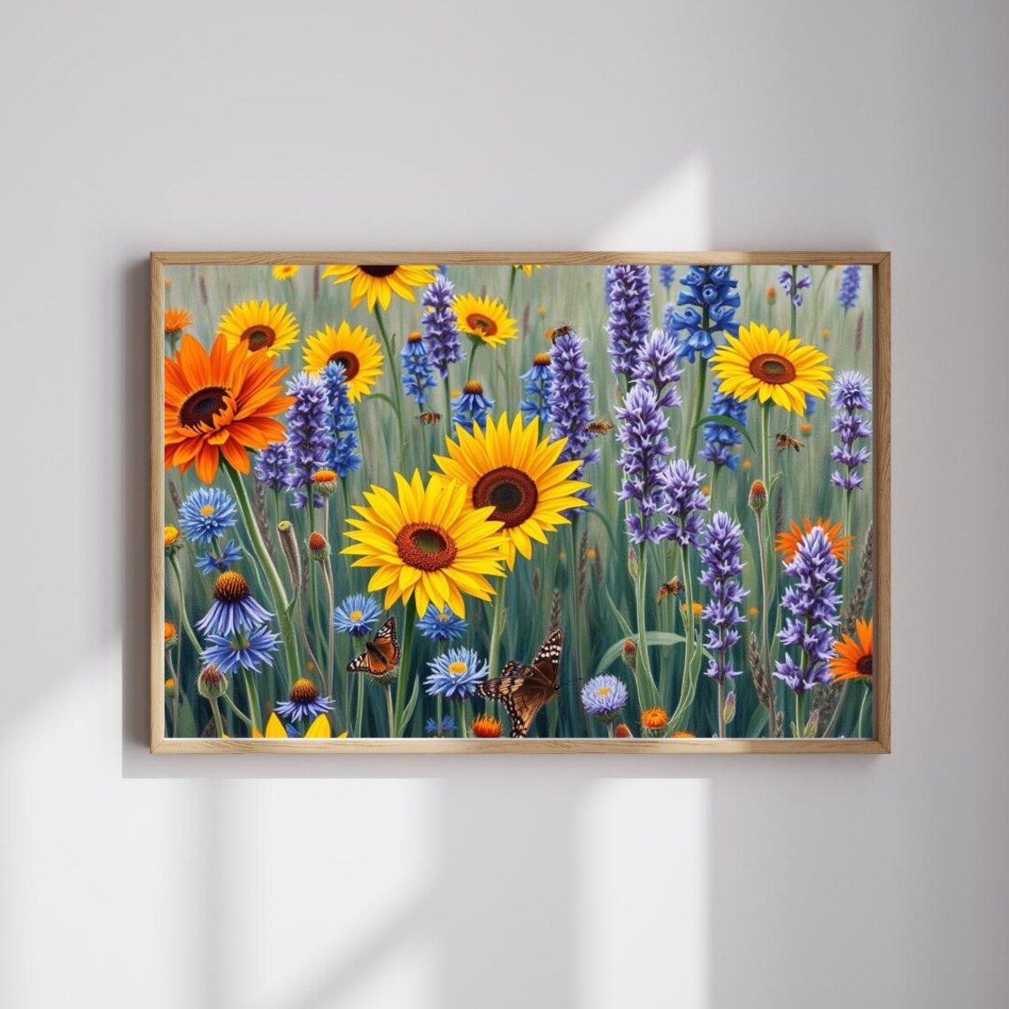 Sunflower And Lavender Floral Jigsaw, Art Print