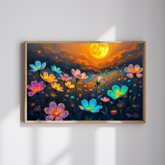 Flower Sunset Jigsaw Puzzle Night Sky Floral Art