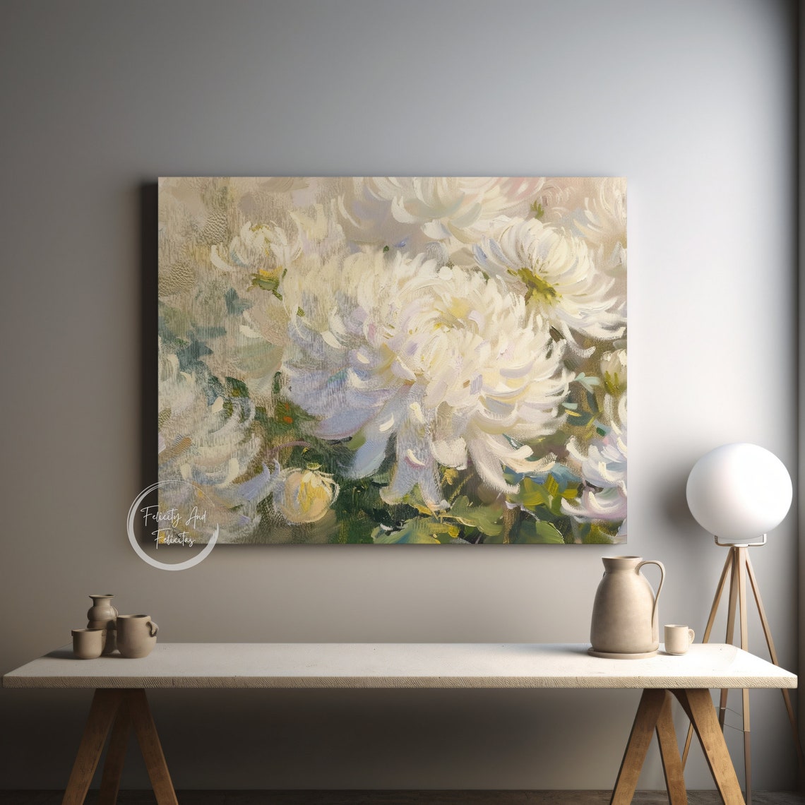 Neutral White Flower Botanical Summer Vintage Painting Art Poster - Image 2