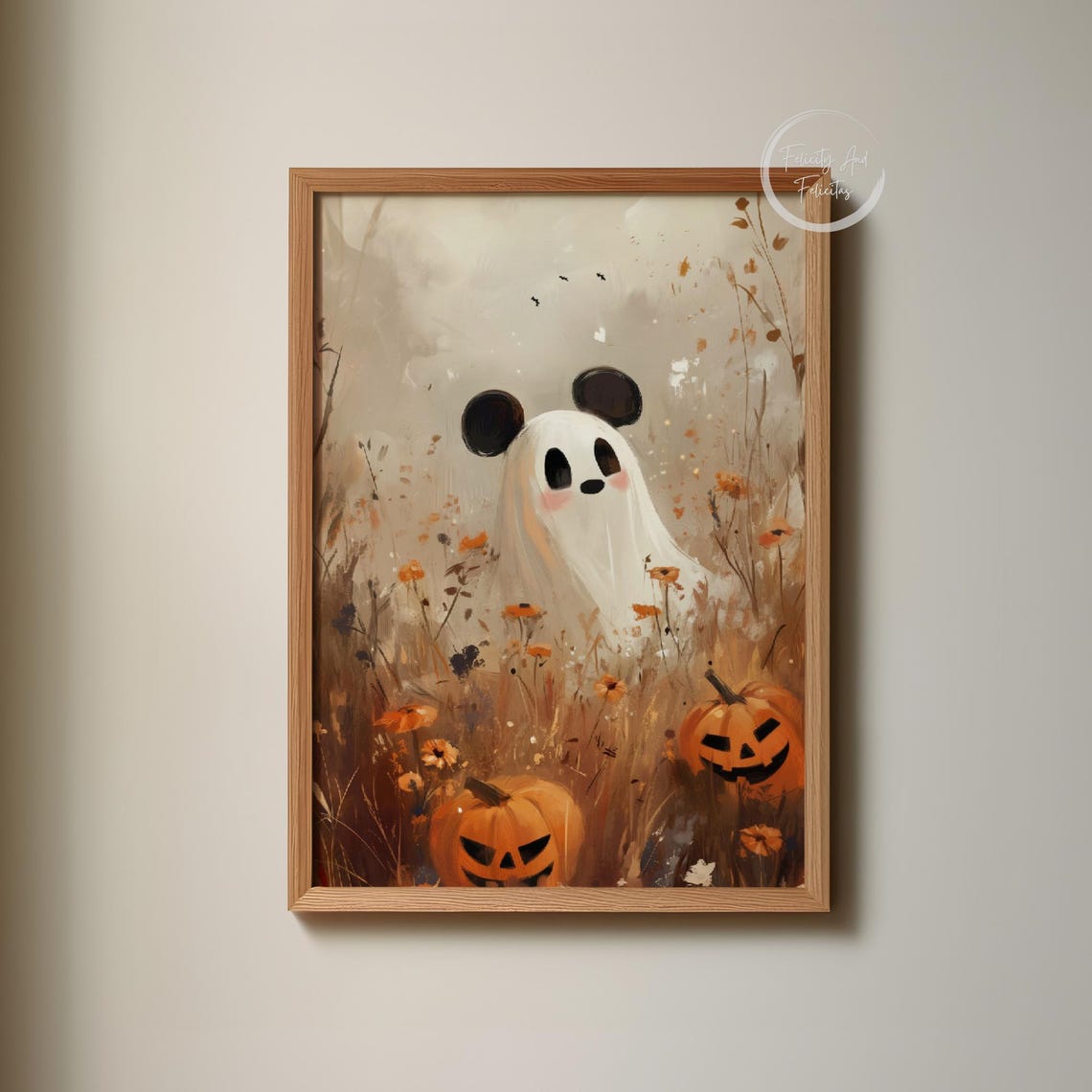 Kids Halloween Mouse Ghost Wall Art Cute Ghost Mouse Spooky Season Painting Trendy Halloween Art - Image 6