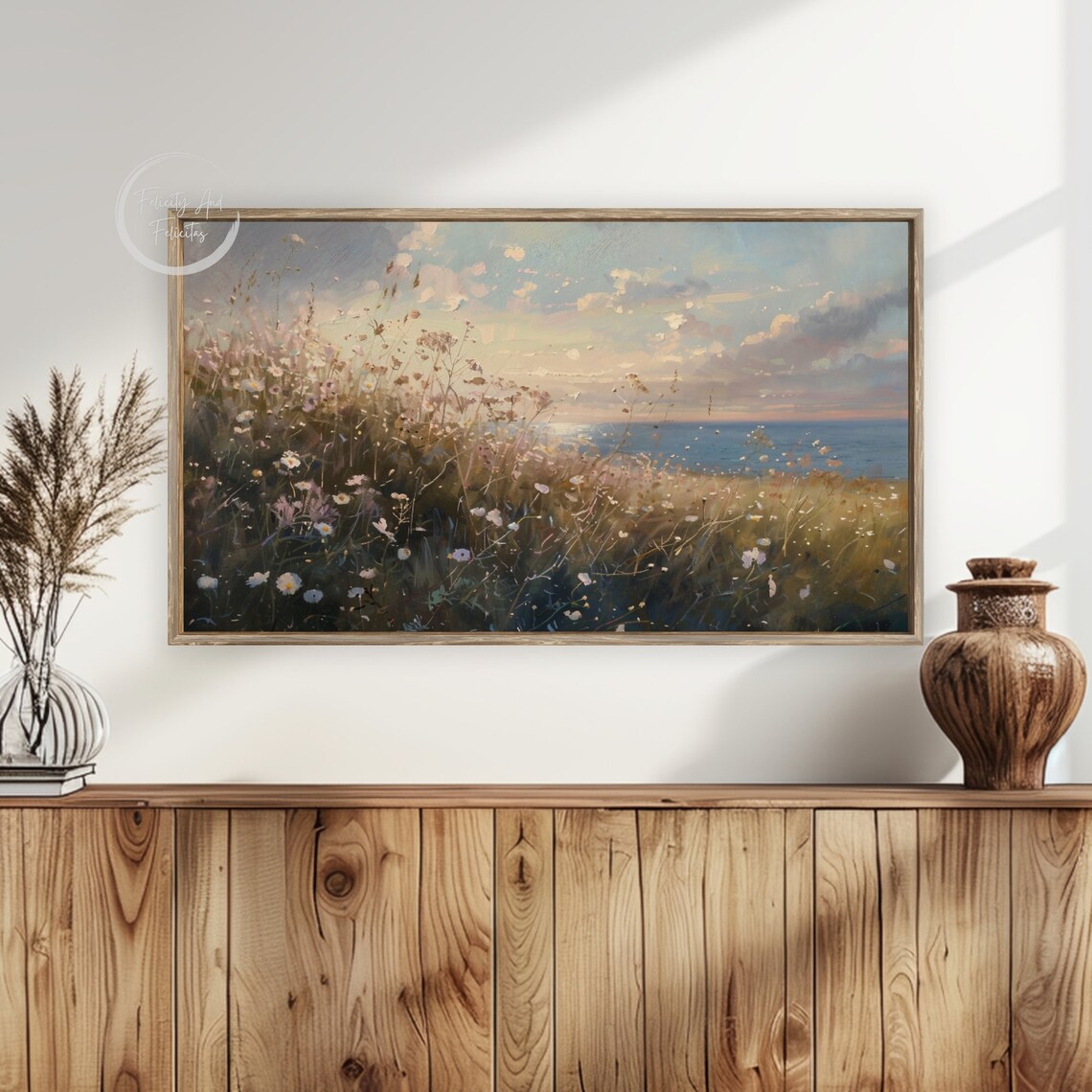 Coastal Wildflower Meadow Impressionist Painting Ocean View Poster - Image 6