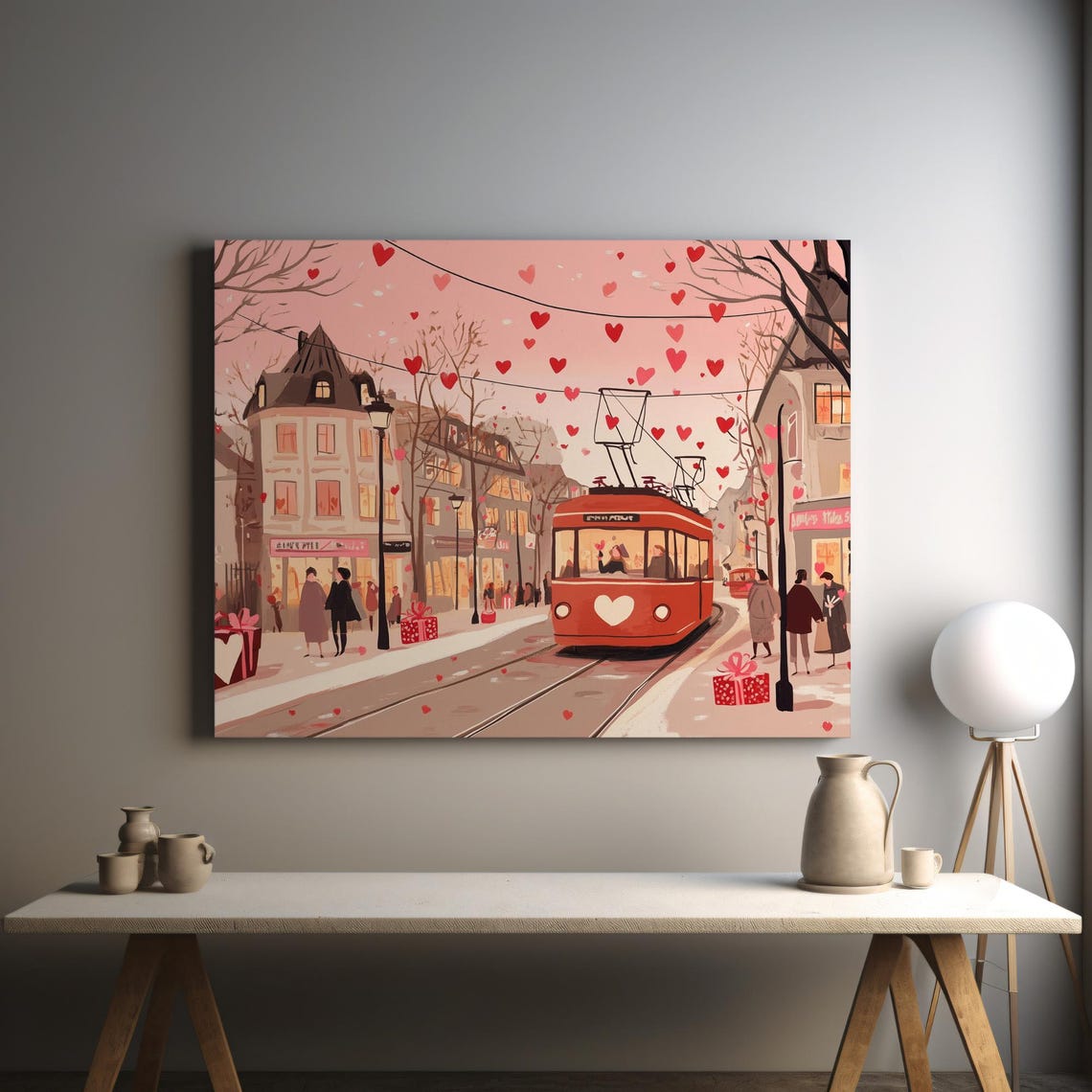 Cute Valentines Day Wall Art Retro Valentine Art Valentines Day Painting Romantic Valentine - Image 3