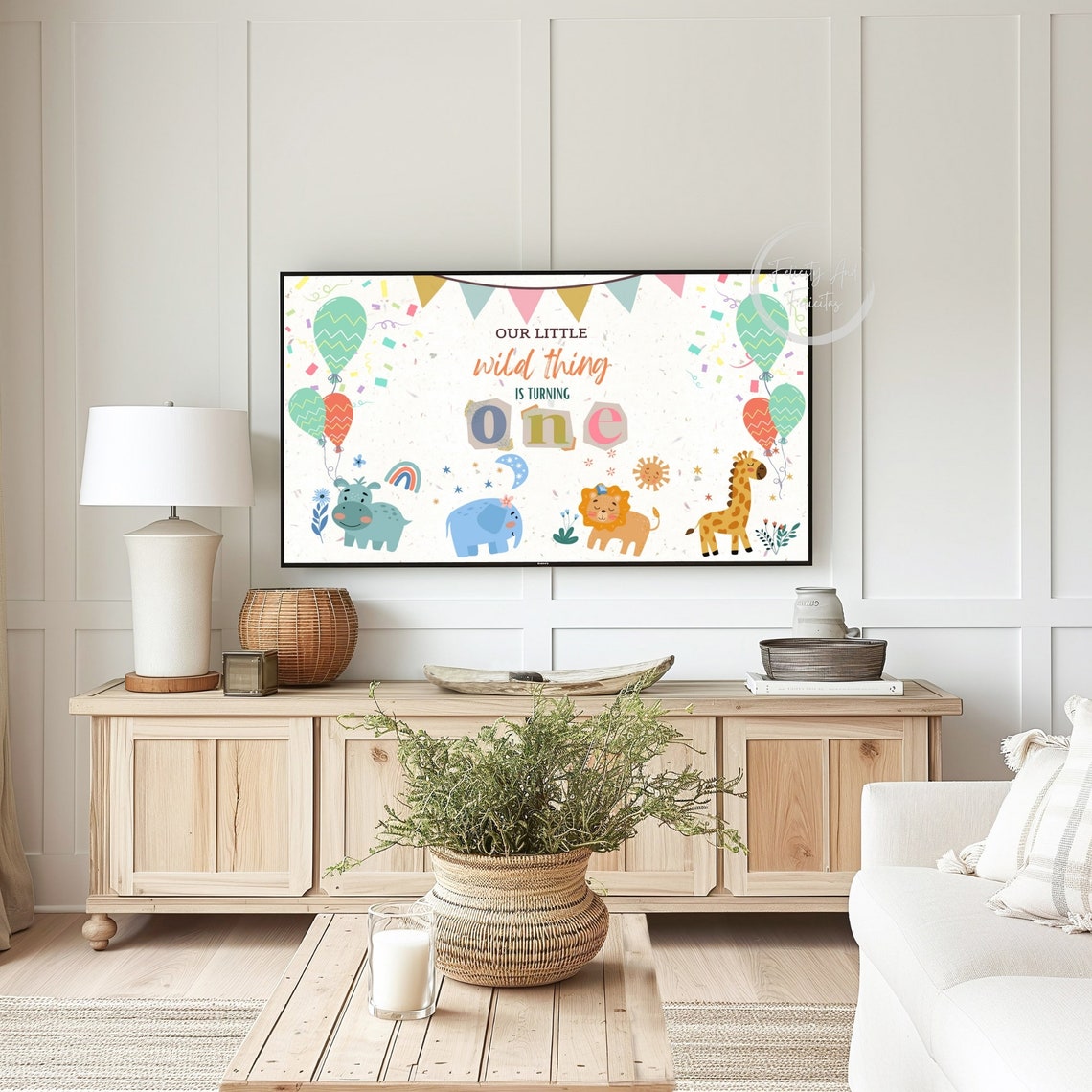 Wild Thing Safari Baby First Birthday Frame TV Art Party Poster