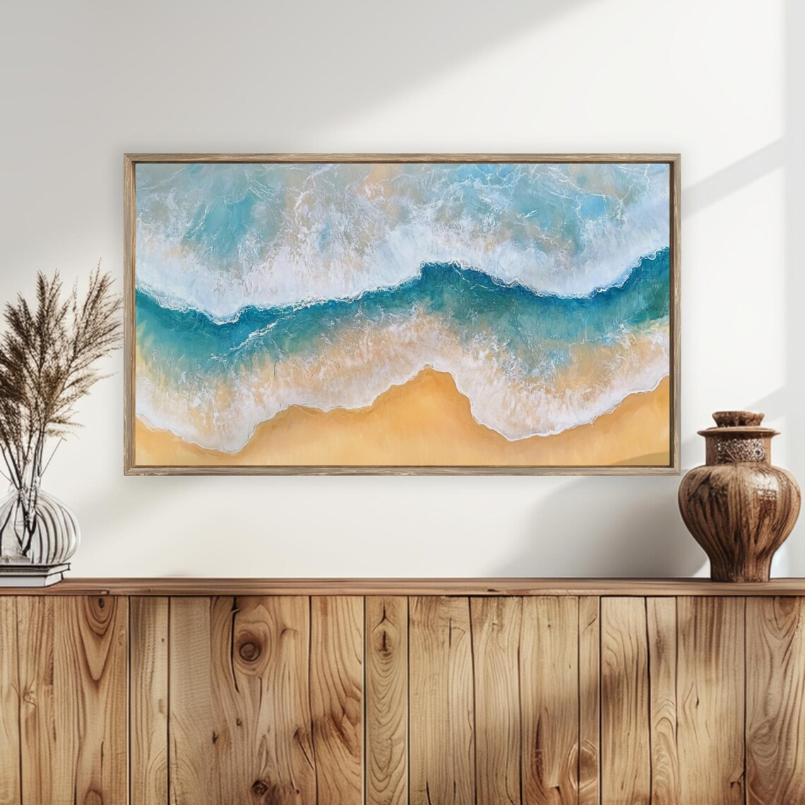 Aerial Ocean Waves Blue and Gold Textured Seascape Abstract Frame TV Art Poster - Image 5