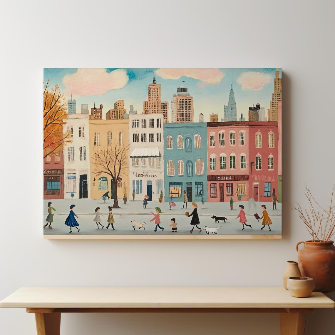 Cozy Autumn City Street Fall Skyline Buildings Printable Art Poster - Image 4
