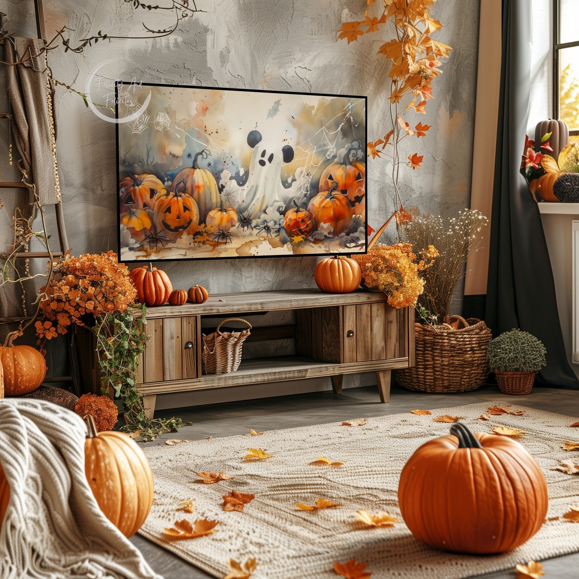 Halloween Mouse Ghost Frame Tv Art Cute Ghost Mouse Frame Tv Art Spooky Season Screensaver - Image 5