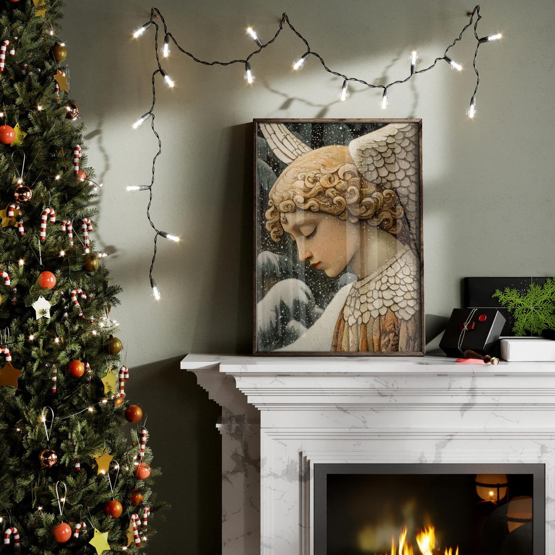 Christmas Angel Wall Art Nostalgic Christmas Art Cute Seasonal Decor - Image 6