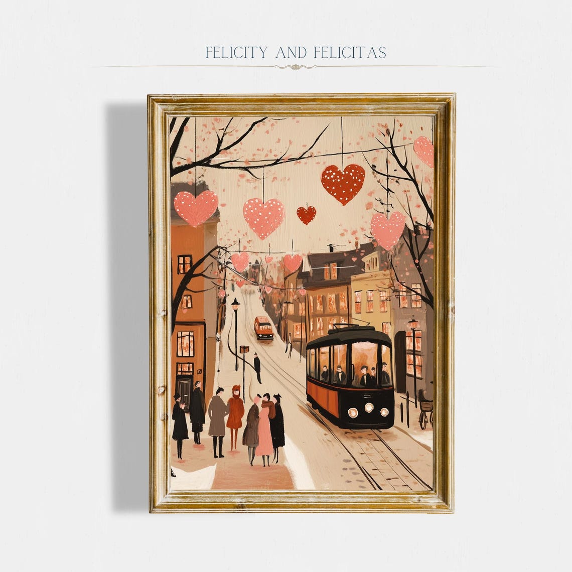Cute Valentines Day Wall Art Retro Valentines Day Art Valentines Day Painting Romantic Valentine - Image 6