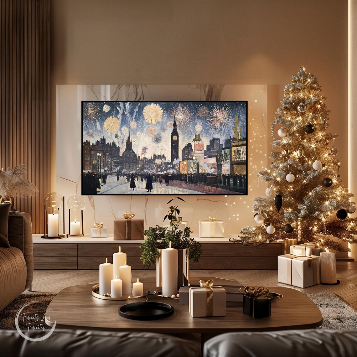Big Ben New Year Fireworks London City Celebration Painting Poster - Image 3