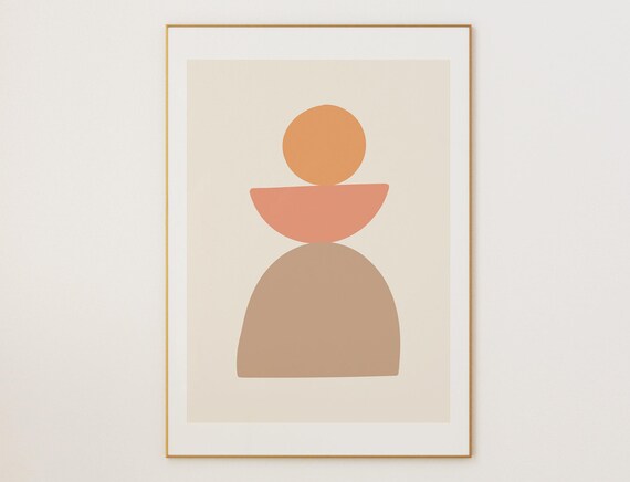 Minimalist Midcentury Modern Geometric Wall Art Print Pastel Colors Contemporary Home Decor