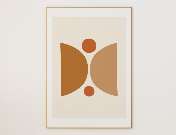 Midcentury Modern Geometric Wall Art Print Minimalist Pastel Colors Contemporary Home Decor