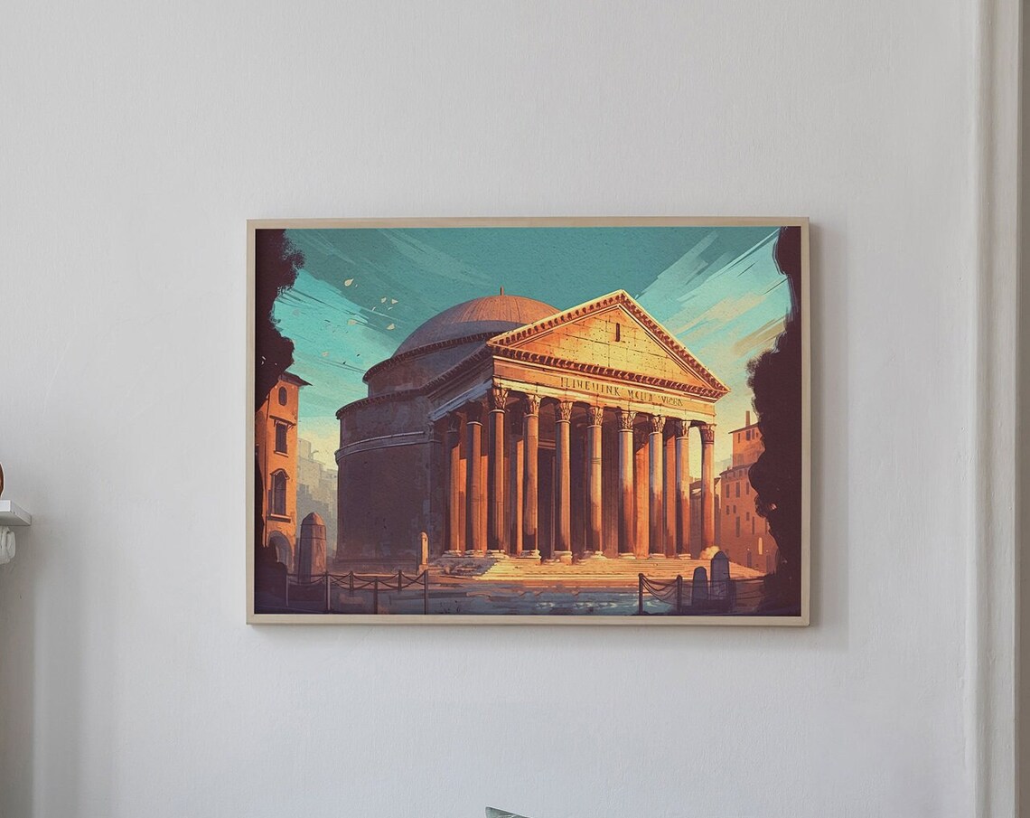 The Pantheon Rome Italy Ancient Temple Landmark Travel Poster