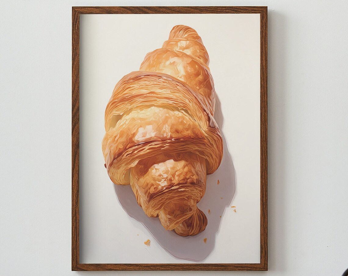 Fresh Baked Croissant Classic Oil Painting French Bakery Poster