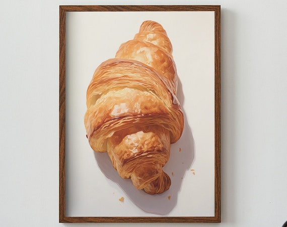 Croissant Oil Painting Bakery Poster Bread Print Foodie Art Print At Home Wall Art Wall Art Print Instant Art
