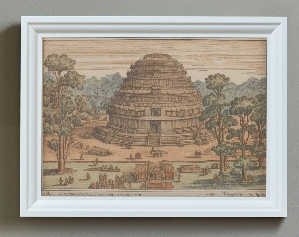 Vintage India Woodblock Engraving Of Konark Sun Temple India Poster