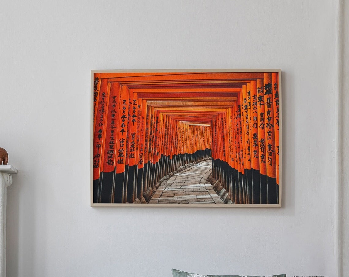 Vintage Painting Of Fushimi Inari Shrine Kyoto Travel Poster Print At Home Wall Art Wall Art Print Instant Art