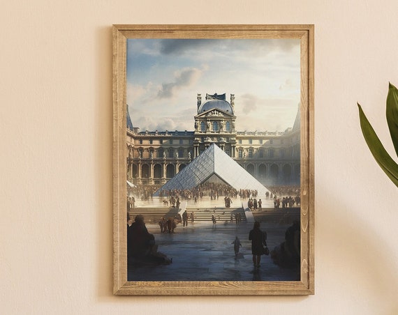 The Louvre Print Paris France Europe Travel Poster Print At Home Wall Art Wall Art Print Instant Art