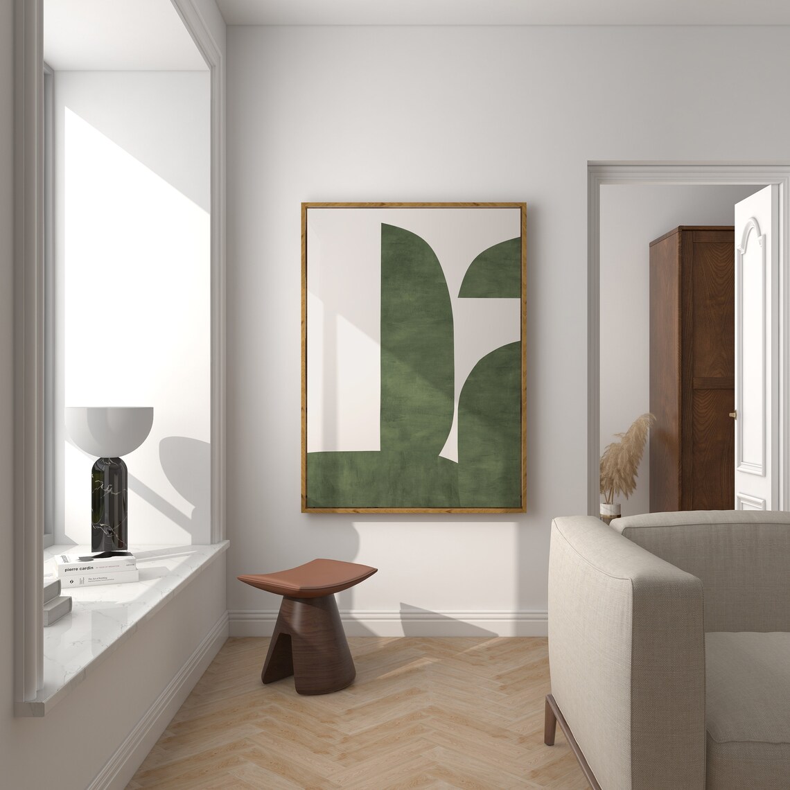 Green Arches Abstract Mid Century Modern Minimalist Wall Art
