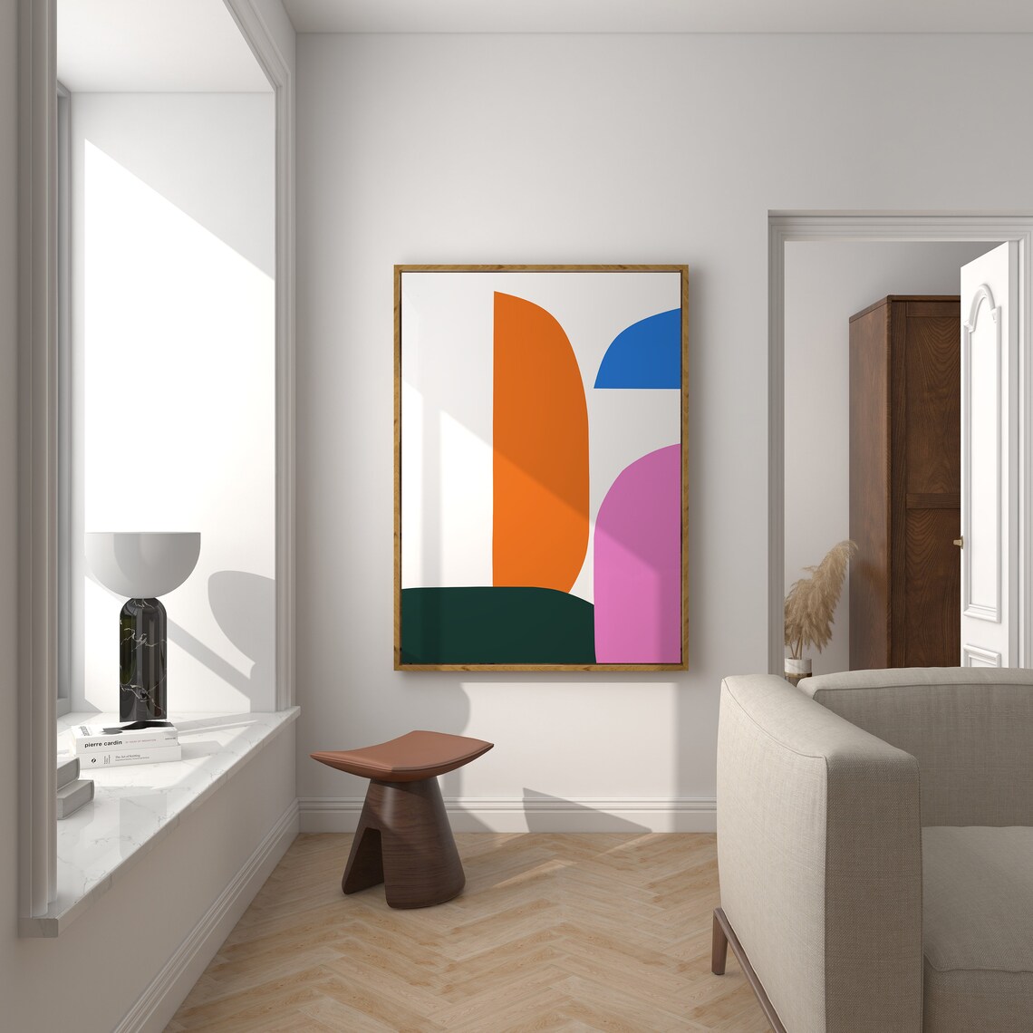 Modern Minimalist Japandi Art Poster, Contemporary Painting