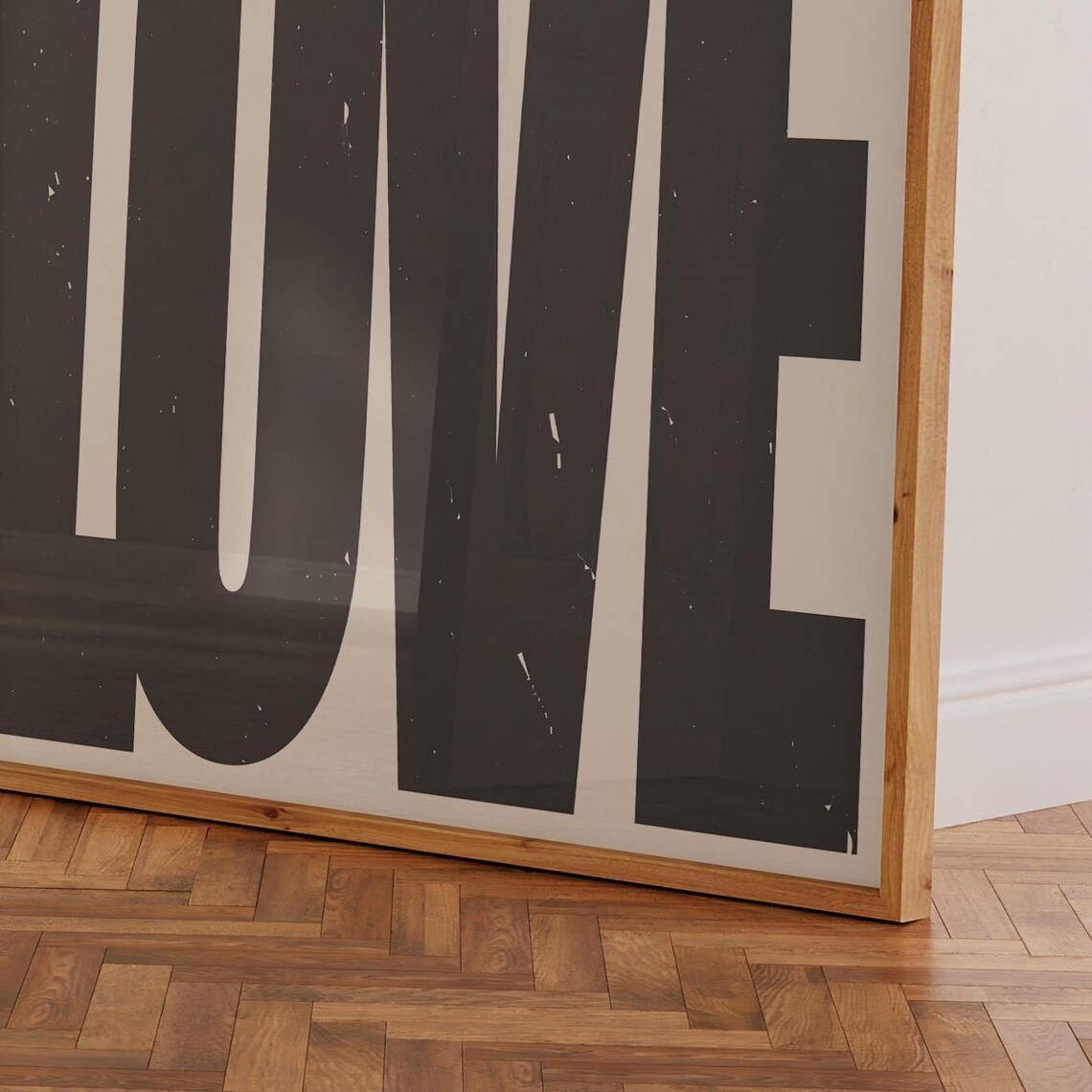 Bold Oversized Modern LOVE Typography Black White Minimalist Wall Art - Image 3