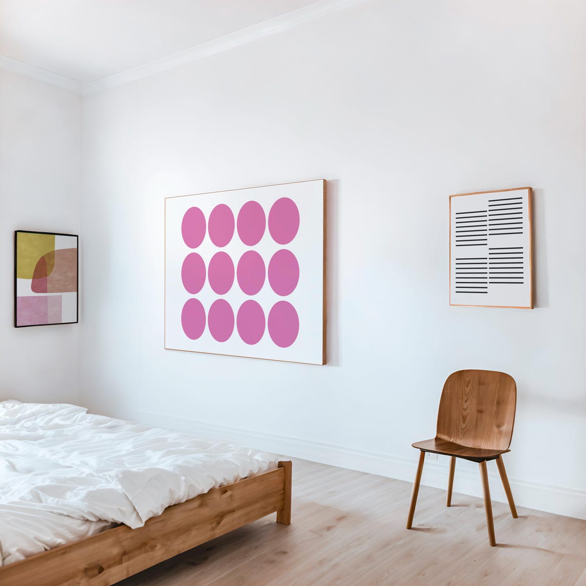 Bright Pink Circles Grid Retro Minimalist Geometric Pattern Poster - Image 2