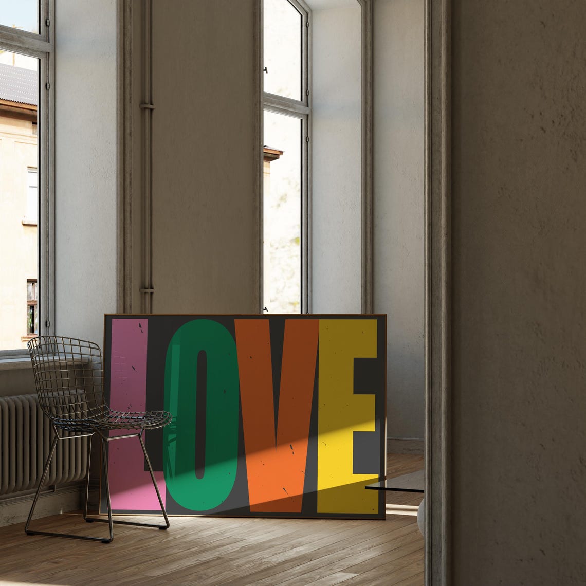 Colorful Stacked LOVE Block Letters Typography Statement Poster - Image 2