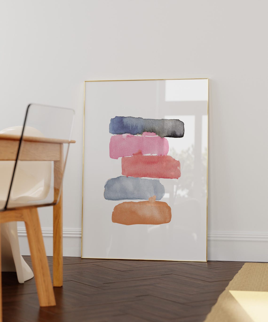 Stacked Watercolor Brush Strokes Pastel Minimalist Art Poster - Image 3
