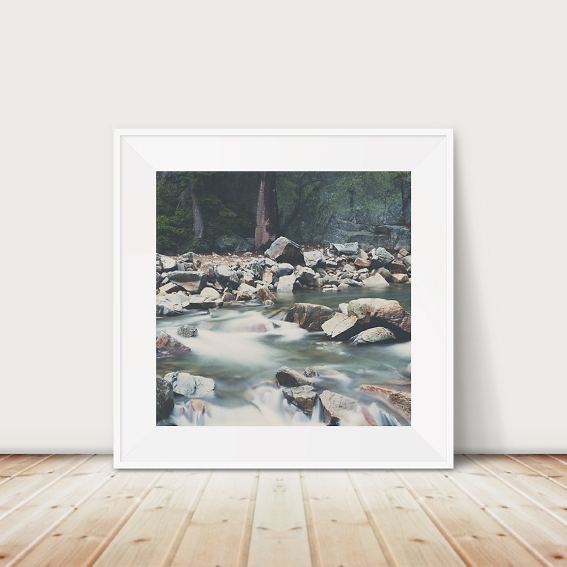 Rocky Forest Stream Silky Long Exposure Water Photo Nature Poster