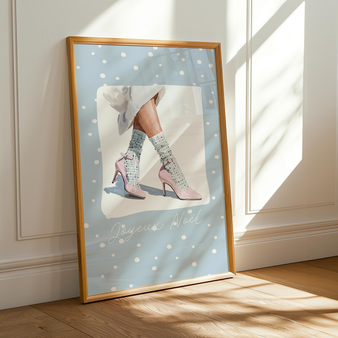 Frost Blue Heels Joyeux Noel Christmas Fashion Illustration Poster