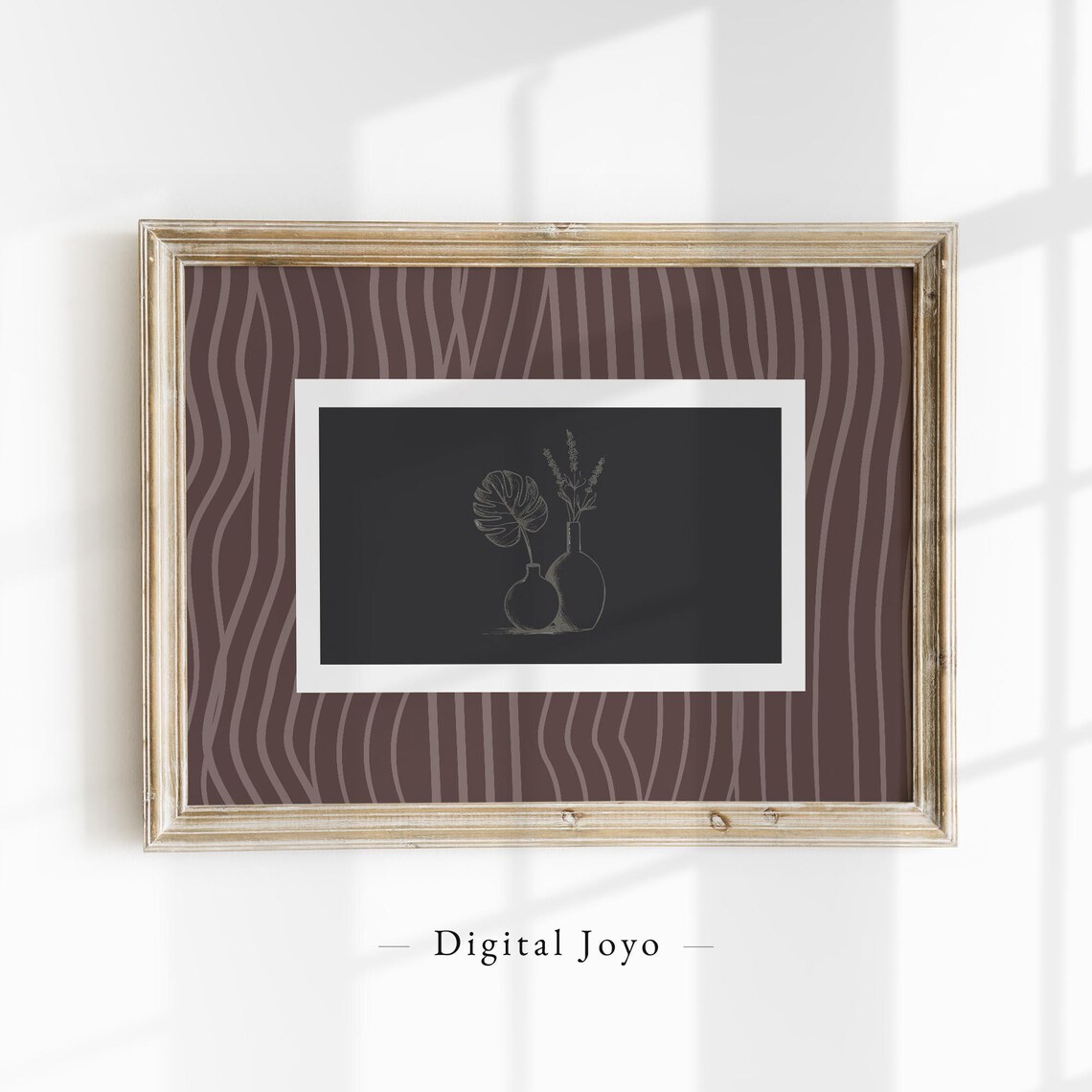 Minimalist Vase Monstera Leaf Botanical Line Sketch Art Print