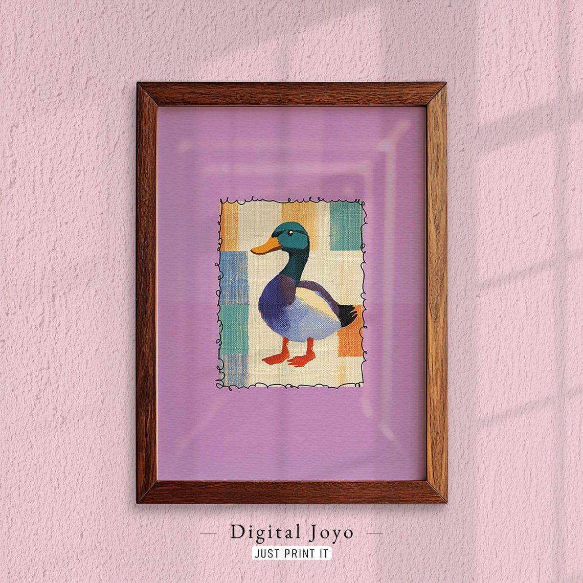 Colorful Mallard Duck Patchwork Print for Modern Farmhouse Decor