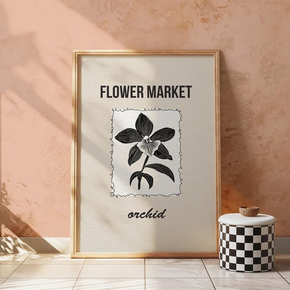 Neutral Orchid Print Botanical Illustration Minimalist Decor