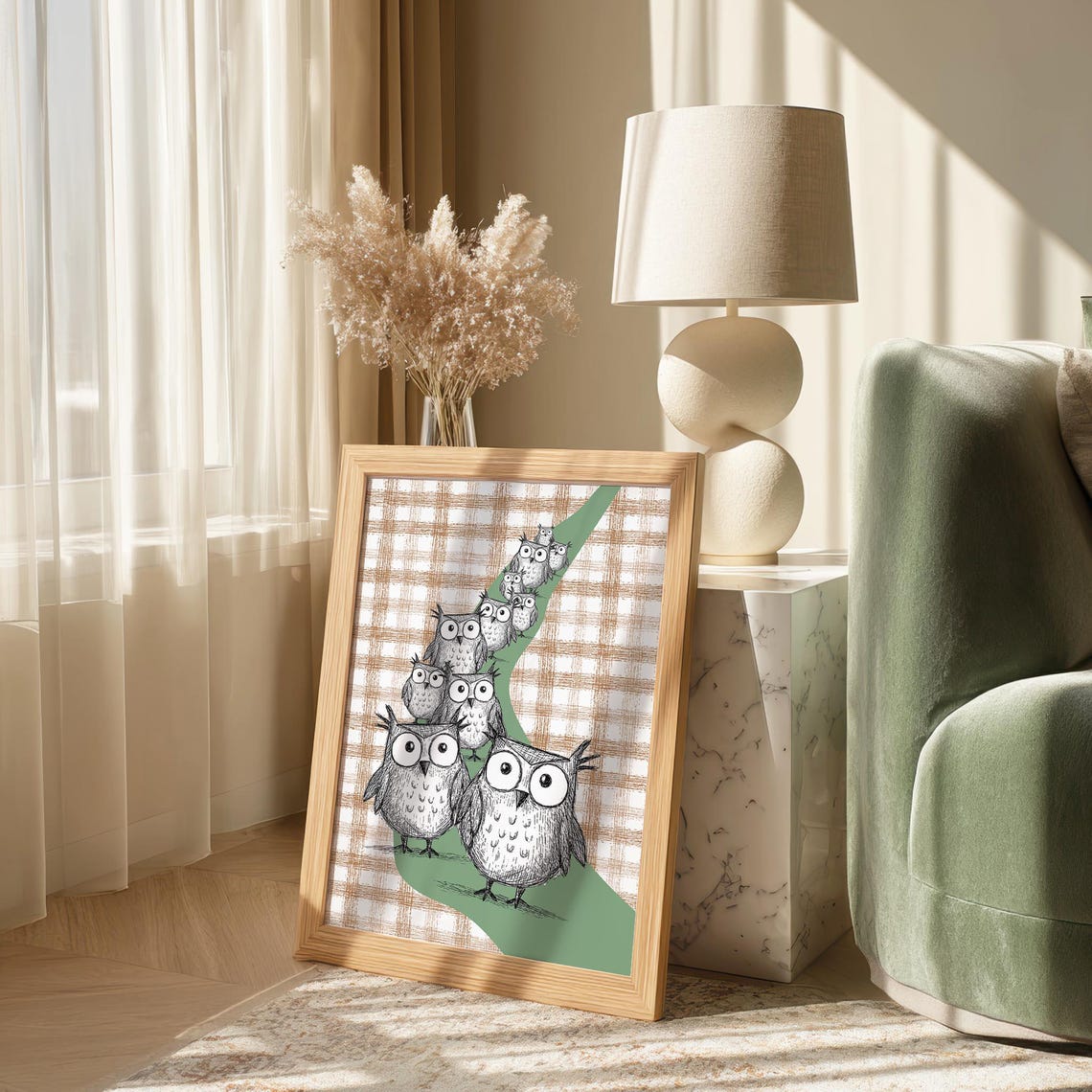 Owl Wall Art Funny Animal Illustration Poster