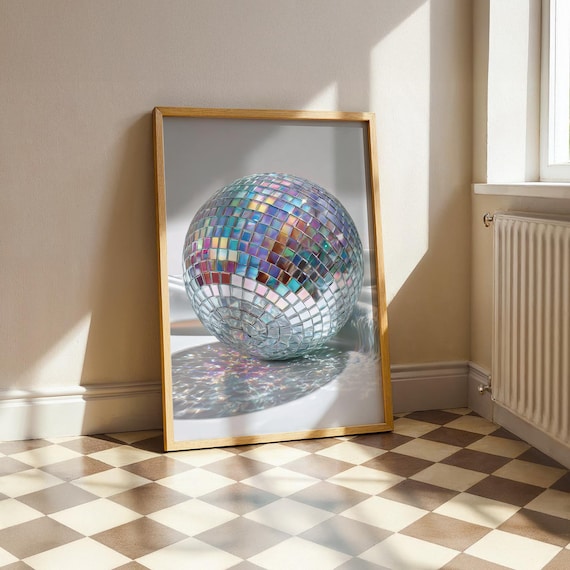 Iridescent Disco Ball Shimmer Mirrorball Glam Party Wall Poster