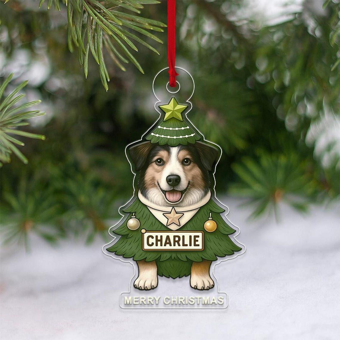 Personalized Australian Shepherd Christmas Tree Ornament Poster