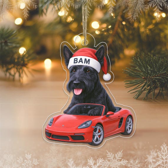 Custom Dog Driving Car Funny Christmas Ornament Personalized Scottish Terrier Unique Xmas Gift For Lovers