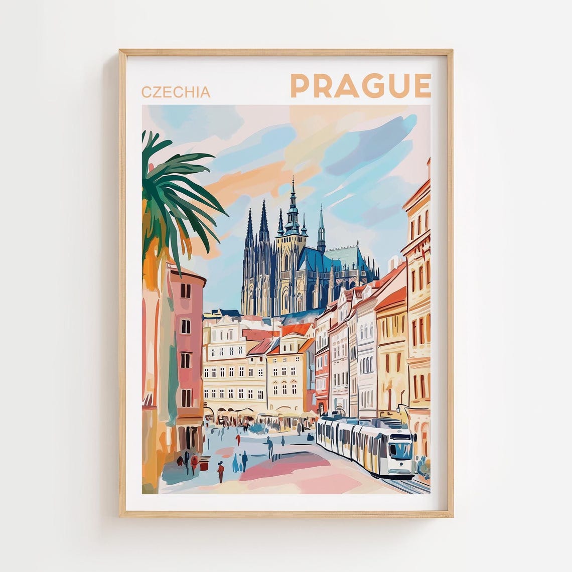 Prague Travel Poster, Maximalist Europe Decor