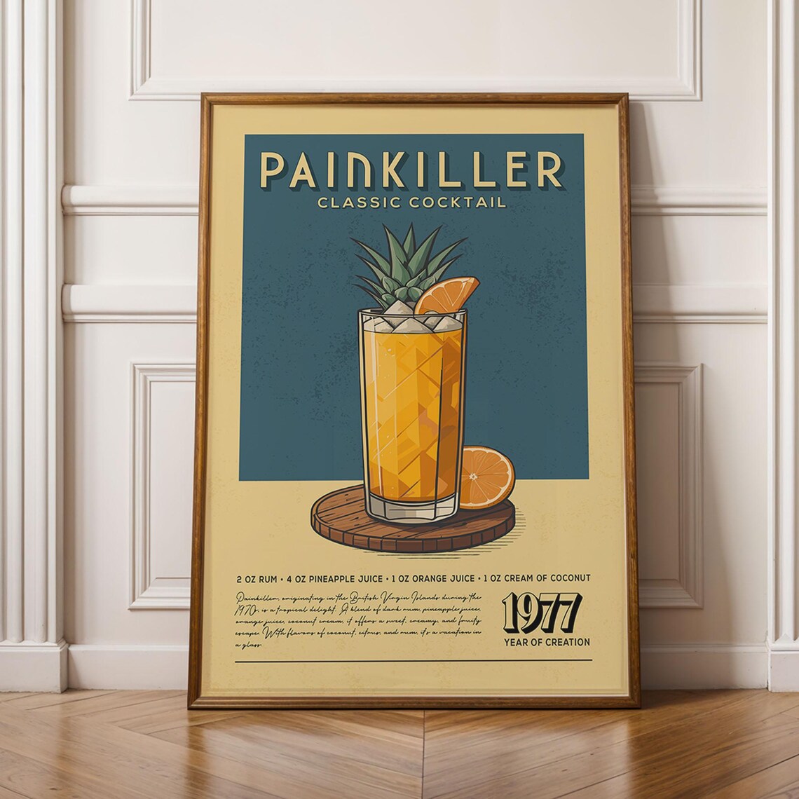 Painkiller Cocktail Vintage Mid-Century Poster Print
