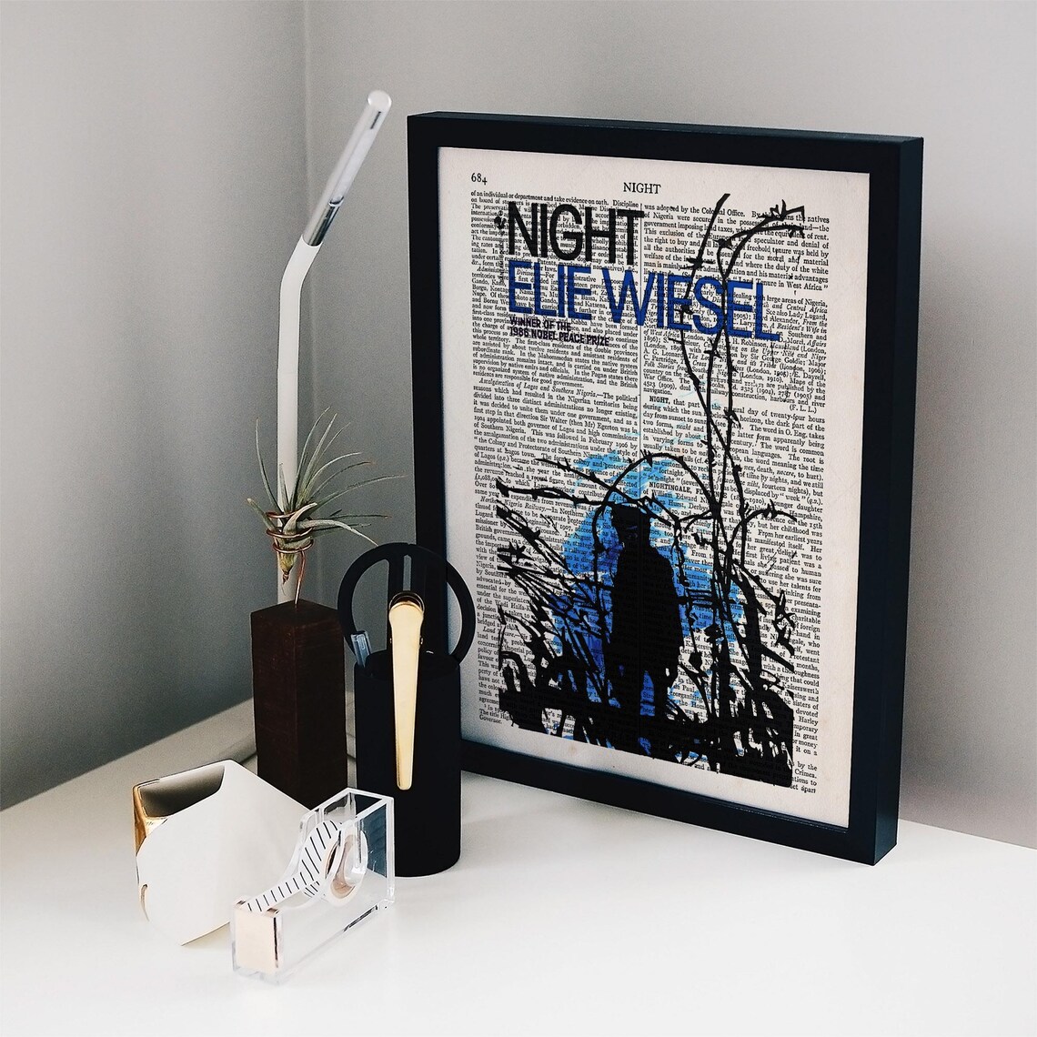 Elie Wiesel Night Nobel Prize Book Art With Night Forest Silhouette Poster - Image 4