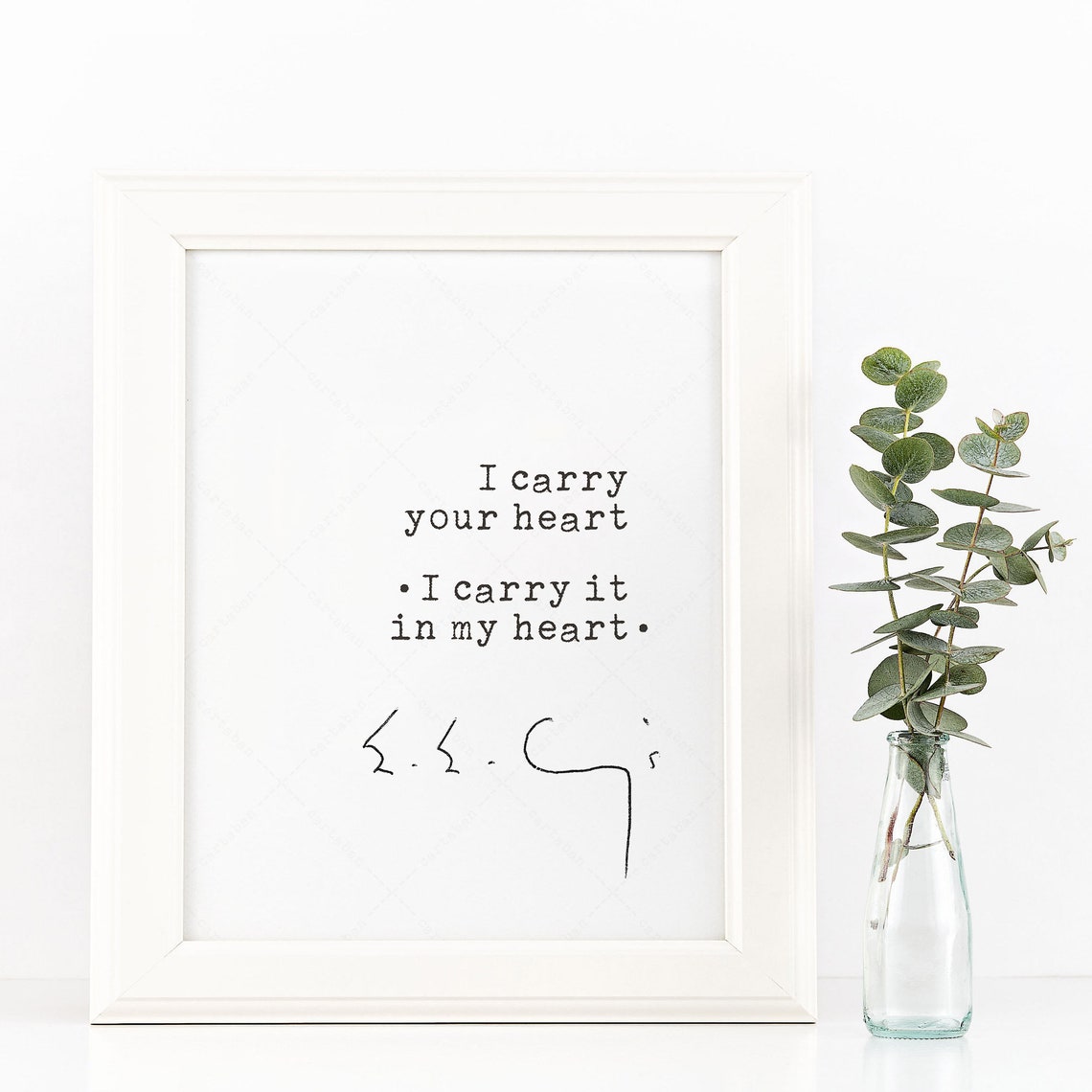 E E Cummings I Carry Your Heart Love Poem Quote Wall Art Print Poster - Image 2