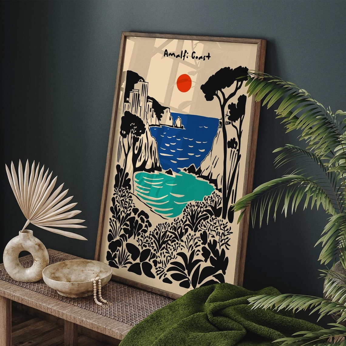 Amalfi Coast Sunset Cliffs Vintage Italian Riviera Travel Poster - Image 4