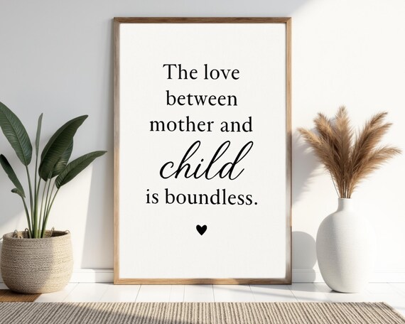 The Love Between Mother and Child Quote Minimalist Typography Poster