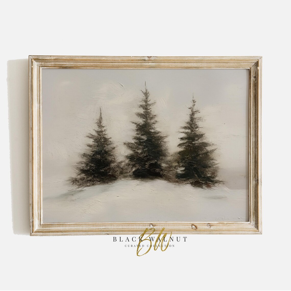 Winter Trees Christmas Tree Vintage Landscape Art Print