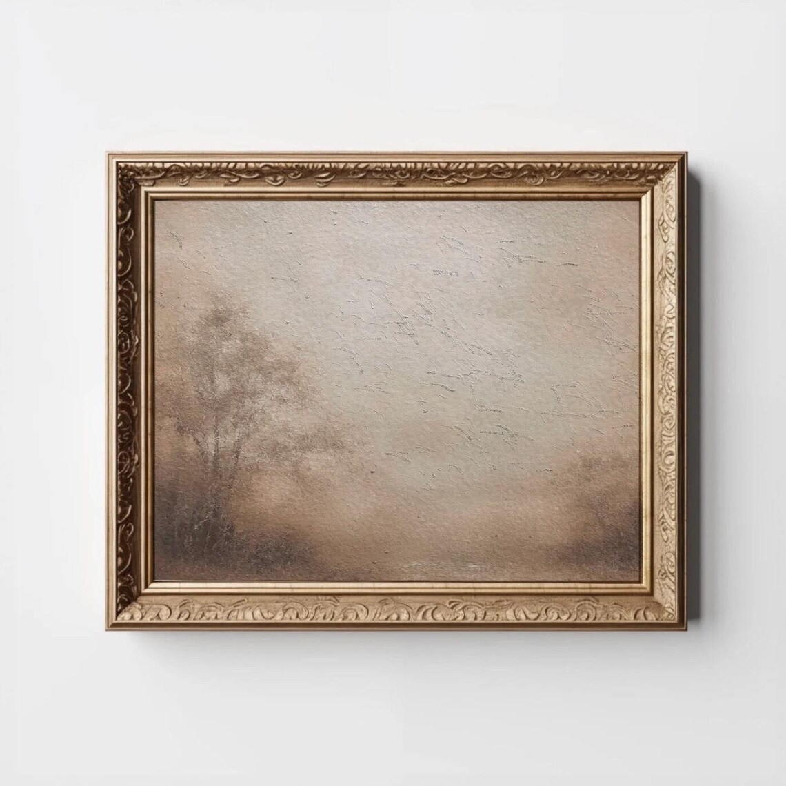 Beige Abstract Watercolor Landscape, Moody Neutral