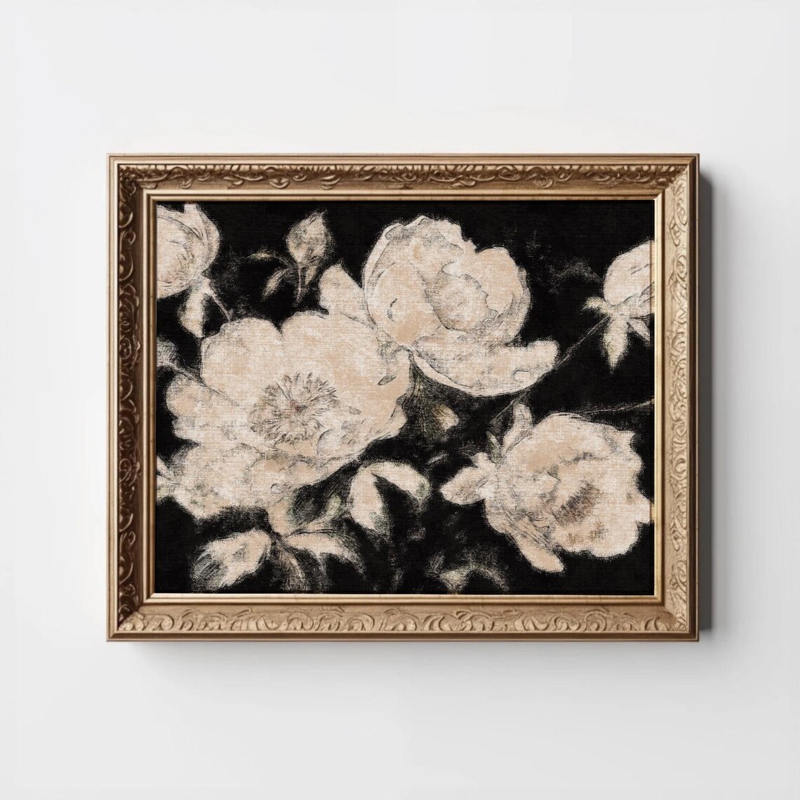 Dark Moody Flowers Vintage Floral Art Print