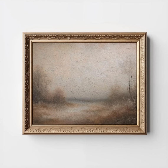 Beige Abstract Art Moody Neutral Print Landscape Watercolor Painting Modern Organic Decor Horizontal Wall Vintage Brown